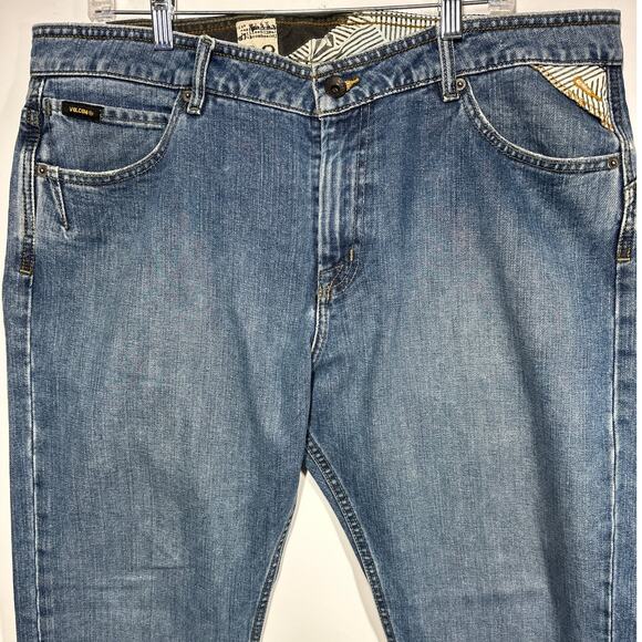 Volcom Enowen Classic Straight Leg Denim Skater Jeans Streetwear Blue Size 38 - Picture 2 of 16